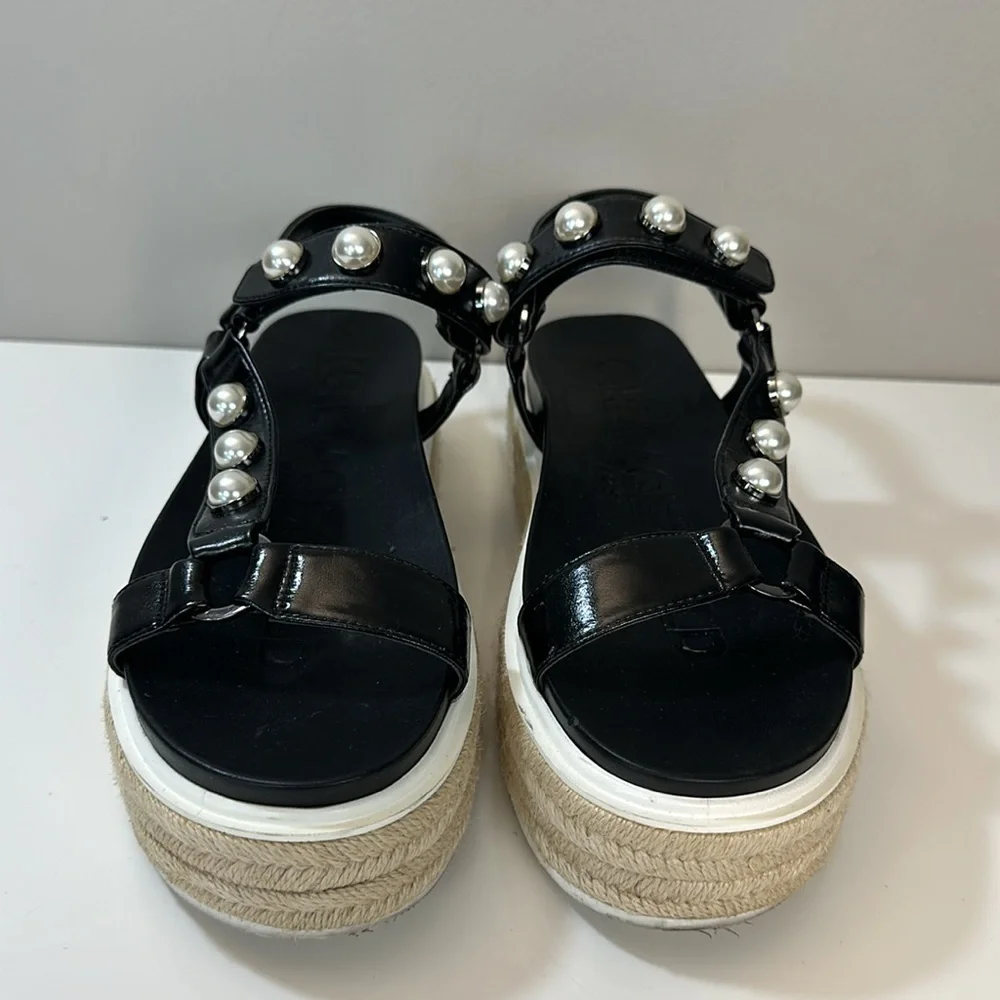 Karl‎ Lagerfeld Paris Patzi Embellished Leather Espadrille Sandals Size 9.5